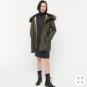J. Crew Perfect Winter Parka Olive Green Size M